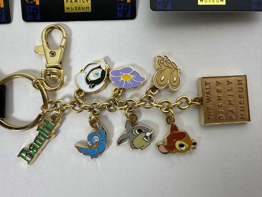 Three The Walt Disney Family Museum Trading Pins On Cards And The Walt Disney Family Museum Bambi Charm Bracelet [Photo 3]