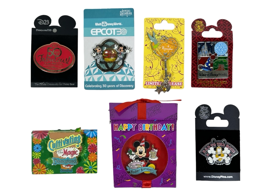 Seven Disney Trading Pins With Cards [Photo 1]