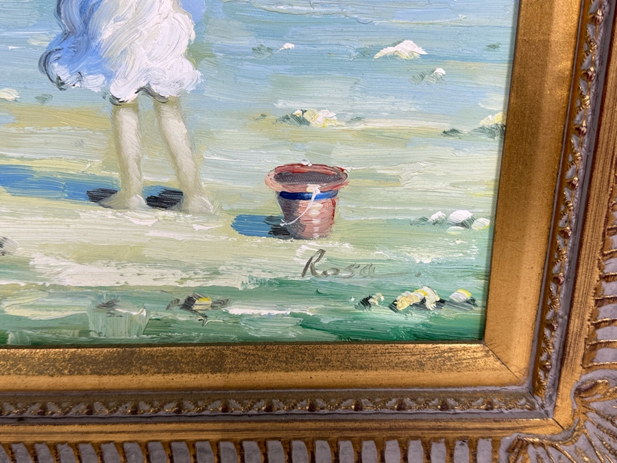 Original Signed Seascape Oil Painting On Canvas 16 X 12 In Gilt Wooden Frame 24 X 21 [Photo 4]