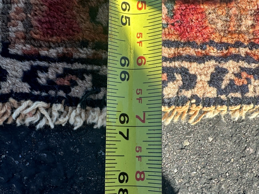 Antique Hand Knotted Wool Persian Area Rug - See Photos For Damage To Edges 67' X 40' [Photo 11]