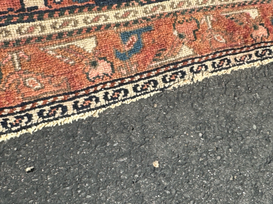 Antique Hand Knotted Wool Persian Area Rug - See Photos For Damage To Edges 67' X 40' [Photo 12]