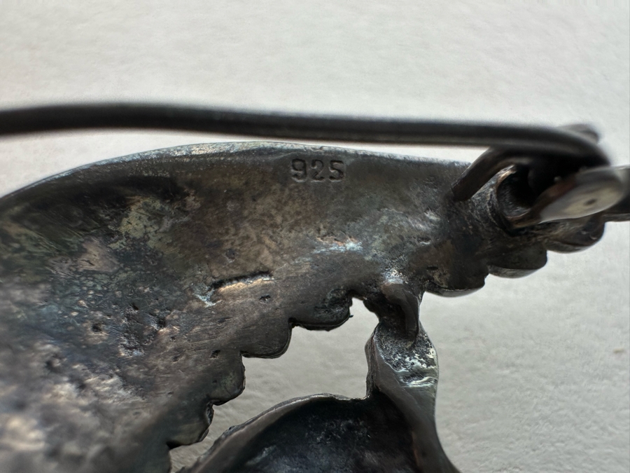 Vintage Sterling Silver Phoenix Bird Brooch Pin With Marcasites 2.5 X 2.5 19.8g [Photo 7]