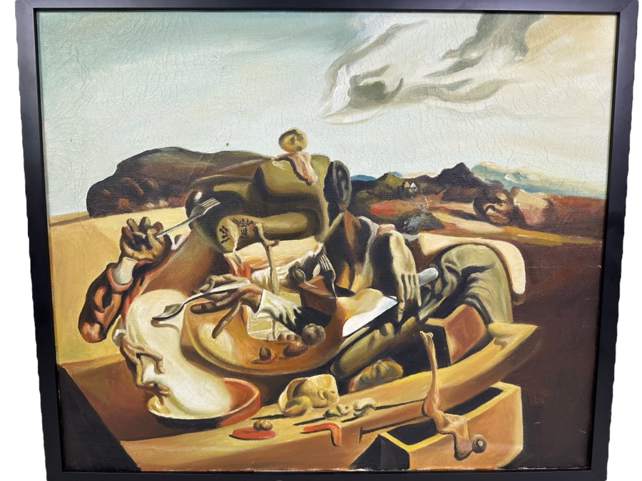 Original Oil Painting On Canvas After Salvador Dali's 'Autumn Cannibalism' 24 X 20 Framed [Photo 1]