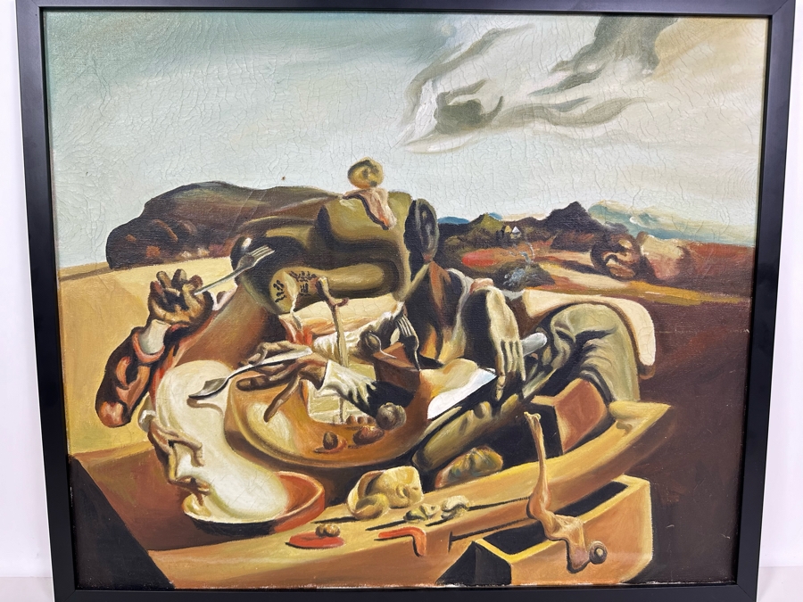 Original Oil Painting On Canvas After Salvador Dali's 'Autumn Cannibalism' 24 X 20 Framed [Photo 2]