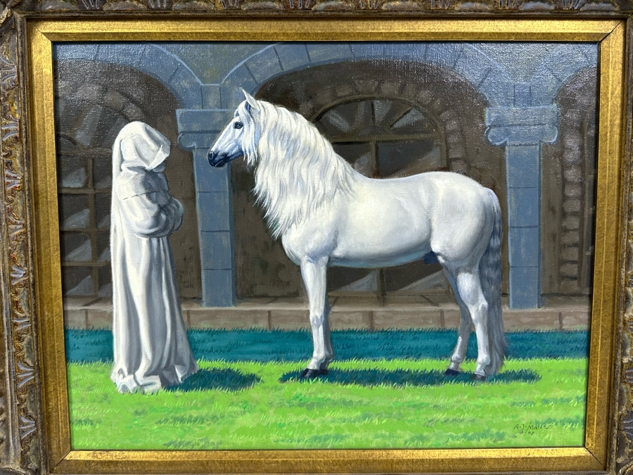 Anthony (Tony) J. Manzo Original Oil Painting On Canvas Signed And Dated 2003 18 X 14 Framed 25 X 21 [Photo 2]