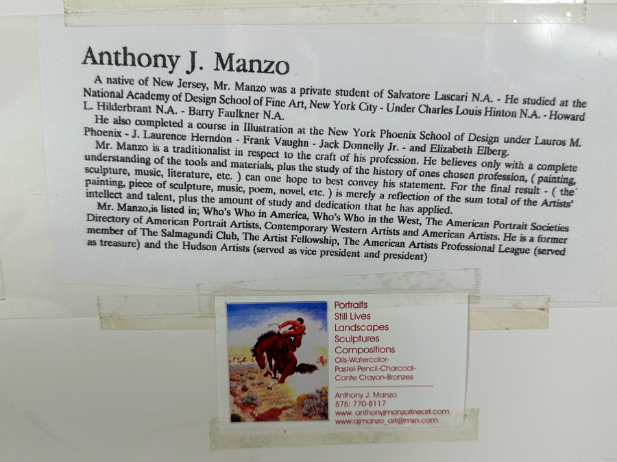 Anthony (Tony) J. Manzo Original Oil Painting On Canvas Signed And Dated 2003 18 X 14 Framed 25 X 21 [Photo 11]