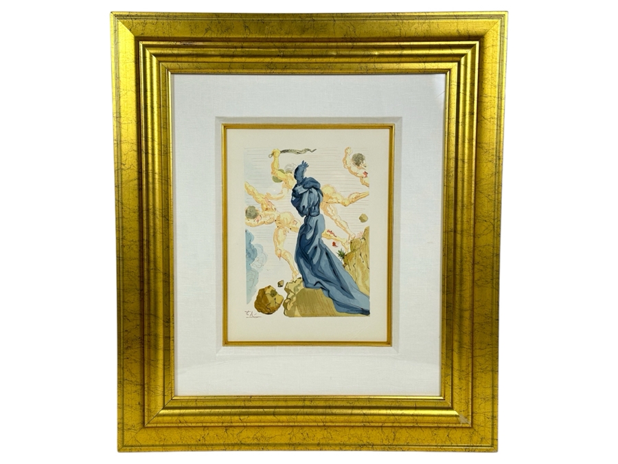 After Salvador Dali Based On 'The Borders Of Phoegton' Divine Comedy - Inferno 15 Woodcut Engraving Print By Raymond Jacquet 9.5 X 13 Framed 22 X 25 [Photo 2]