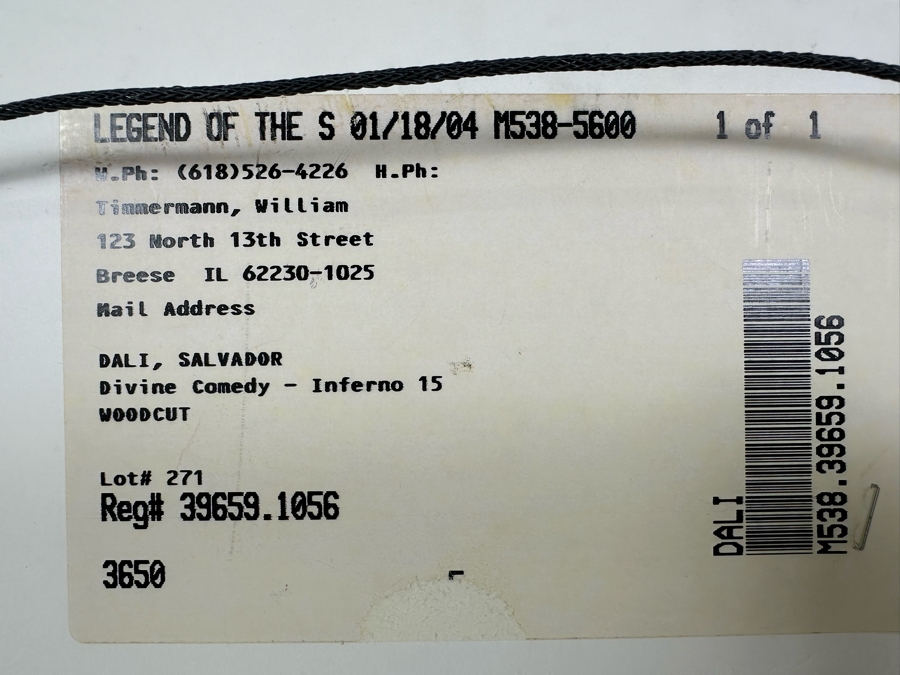 After Salvador Dali Based On 'The Borders Of Phoegton' Divine Comedy - Inferno 15 Woodcut Engraving Print By Raymond Jacquet 9.5 X 13 Framed 22 X 25 [Photo 11]