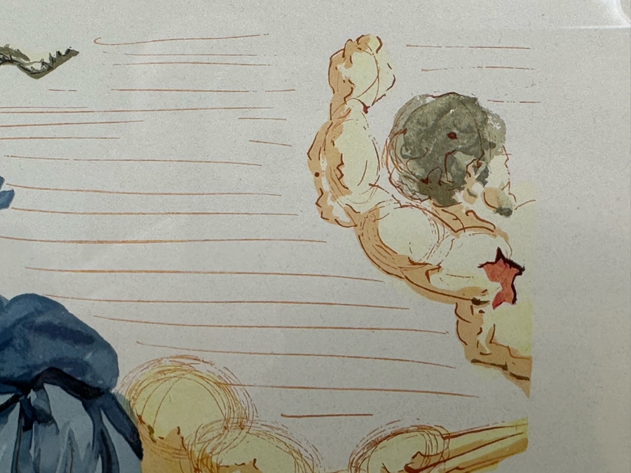 After Salvador Dali Based On 'The Borders Of Phoegton' Divine Comedy - Inferno 15 Woodcut Engraving Print By Raymond Jacquet 9.5 X 13 Framed 22 X 25 [Photo 4]