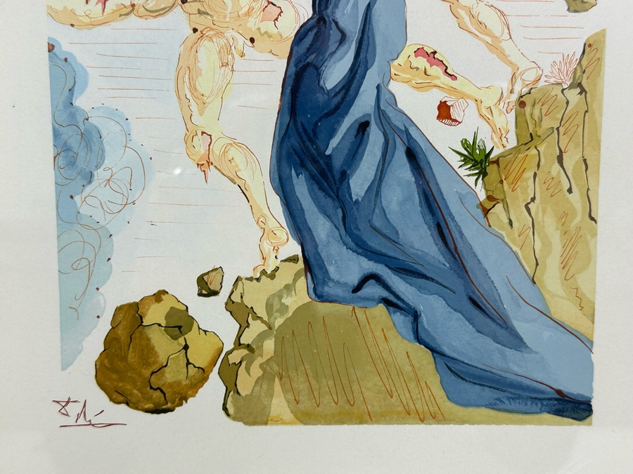 After Salvador Dali Based On 'The Borders Of Phoegton' Divine Comedy - Inferno 15 Woodcut Engraving Print By Raymond Jacquet 9.5 X 13 Framed 22 X 25 [Photo 6]