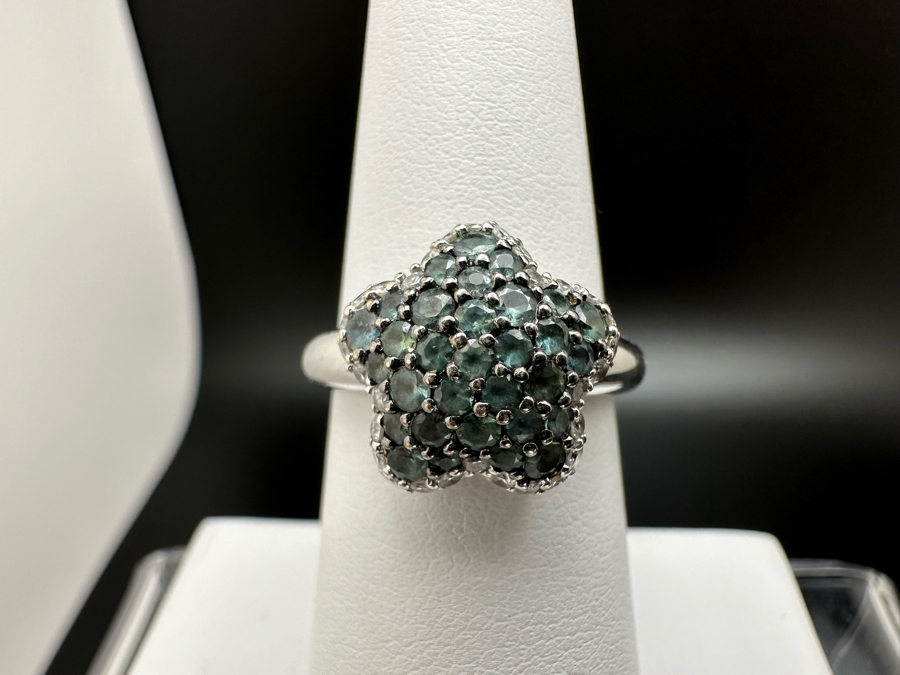 18K Gold Alexanderite Cluster Ring Set With 31 Natural Alexanderites Est. .81cttw Accented With 34 Round Brilliant Diamonds G-H Color VS Clarity Est. .35cttw Size 6.75 6.1g Estimated Fair Market Value $1,600 Retail Value $4,800 [Photo 3]
