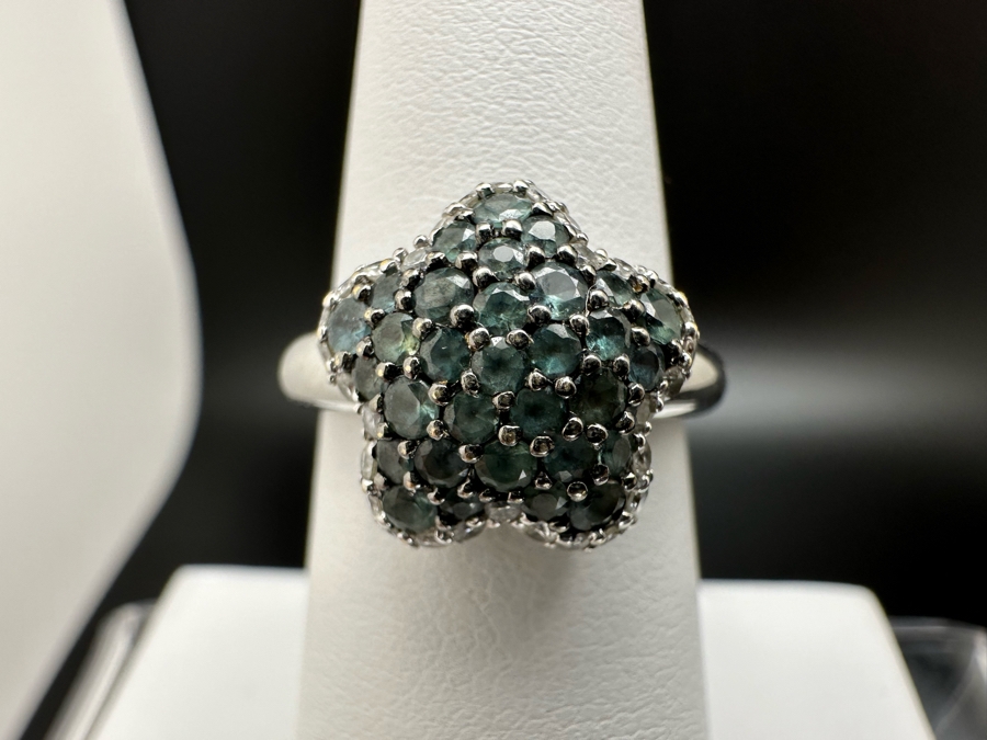 18K Gold Alexanderite Cluster Ring Set With 31 Natural Alexanderites Est. .81cttw Accented With 34 Round Brilliant Diamonds G-H Color VS Clarity Est. .35cttw Size 6.75 6.1g Estimated Fair Market Value $1,600 Retail Value $4,800 [Photo 2]