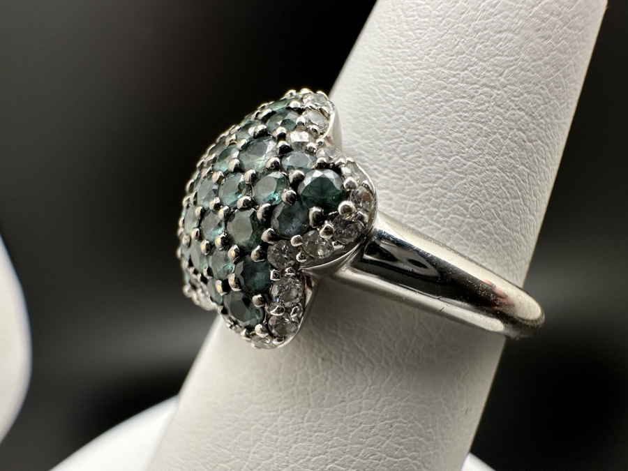 18K Gold Alexanderite Cluster Ring Set With 31 Natural Alexanderites Est. .81cttw Accented With 34 Round Brilliant Diamonds G-H Color VS Clarity Est. .35cttw Size 6.75 6.1g Estimated Fair Market Value $1,600 Retail Value $4,800 [Photo 7]