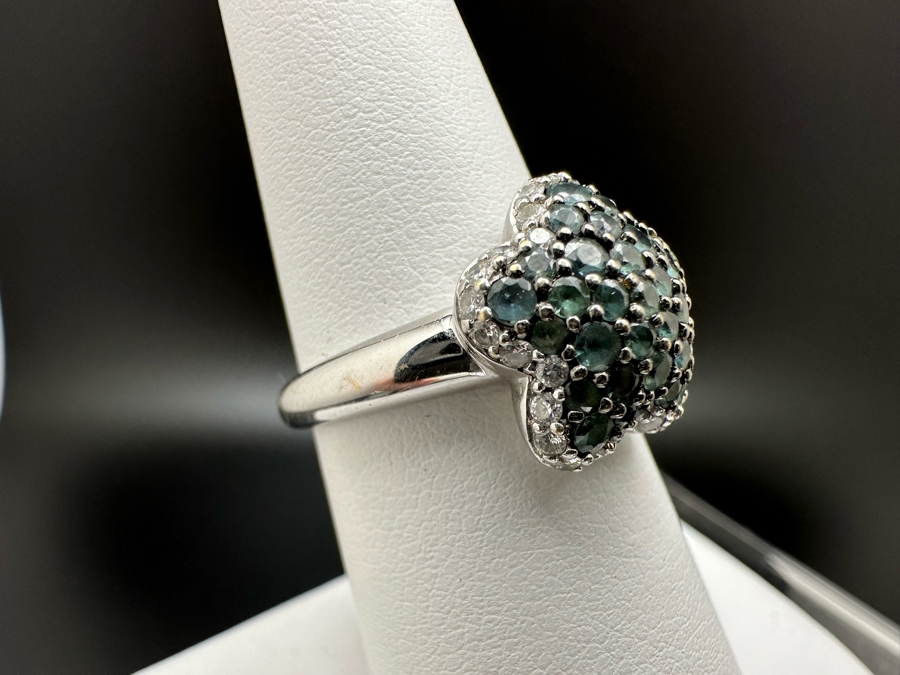 18K Gold Alexanderite Cluster Ring Set With 31 Natural Alexanderites Est. .81cttw Accented With 34 Round Brilliant Diamonds G-H Color VS Clarity Est. .35cttw Size 6.75 6.1g Estimated Fair Market Value $1,600 Retail Value $4,800 [Photo 4]