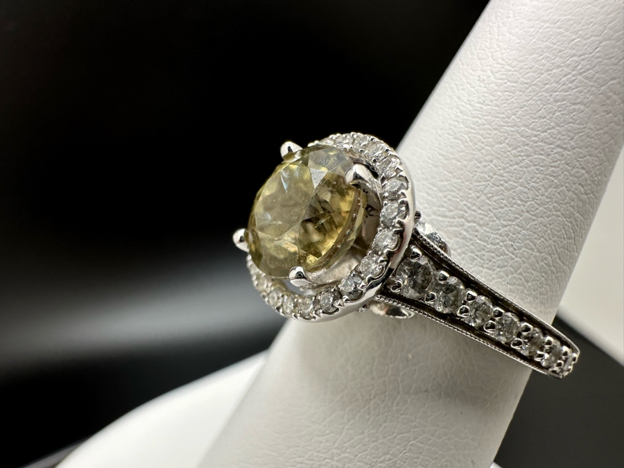 14K Gold Zultanite Ring Set With 60 Round Brilliant Diamonds Est. .75cttw Set With 2.32ct Diaspore (Zultanite) Size 7 5.4g Estimated Fair Market Value $2,000 Retail Value $6,000 [Photo 13]