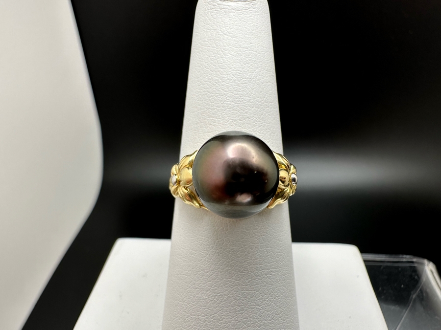 14K Gold Black Pearl Ring 4.4g Size 7.25 Estimated Fair Market Value $500 Retail $1,500 [Photo 2]