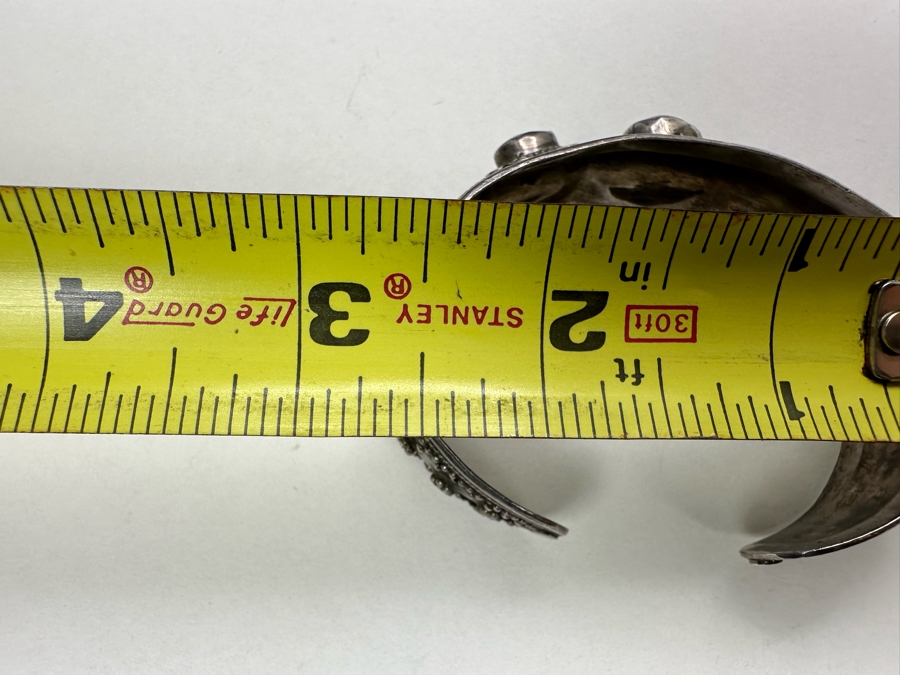 Vintage Sterling Silver Bangle Bracelet With Stones 2.5W 23.3g [Photo 8]