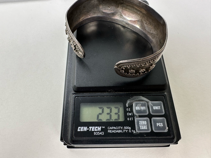 Vintage Sterling Silver Bangle Bracelet With Stones 2.5W 23.3g [Photo 9]