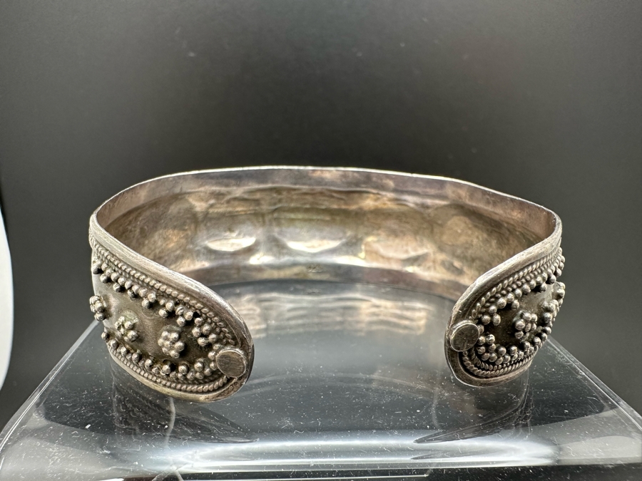 Vintage Sterling Silver Bangle Bracelet With Stones 2.5W 23.3g [Photo 6]