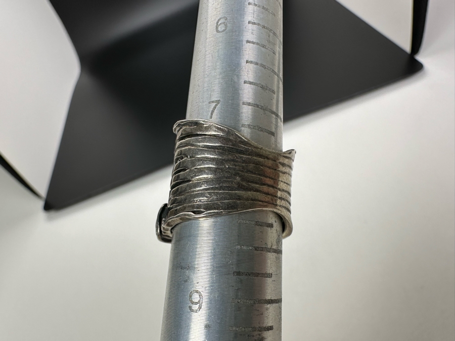 Sterling Silver Israel Signed Modernist Ring With Stones Size 8 9.3g [Photo 9]