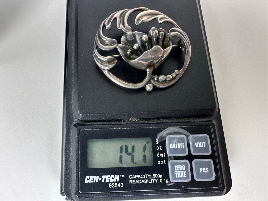 Vintage Sterling Silver Brooch Pin 1.75W 14.1g [Photo 6]