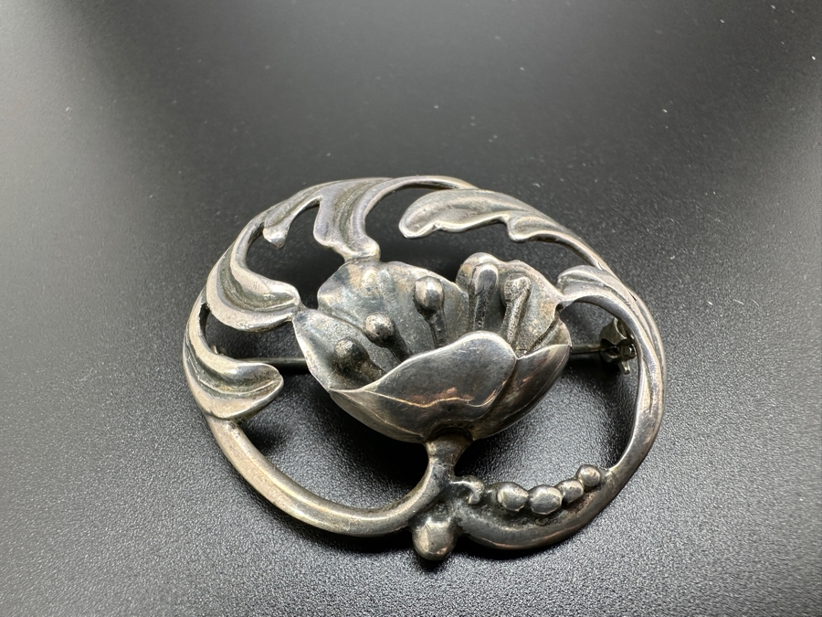 Vintage Sterling Silver Brooch Pin 1.75W 14.1g [Photo 2]