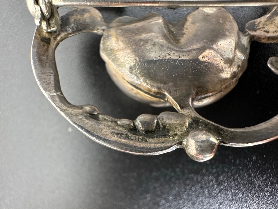 Vintage Sterling Silver Brooch Pin 1.75W 14.1g [Photo 4]