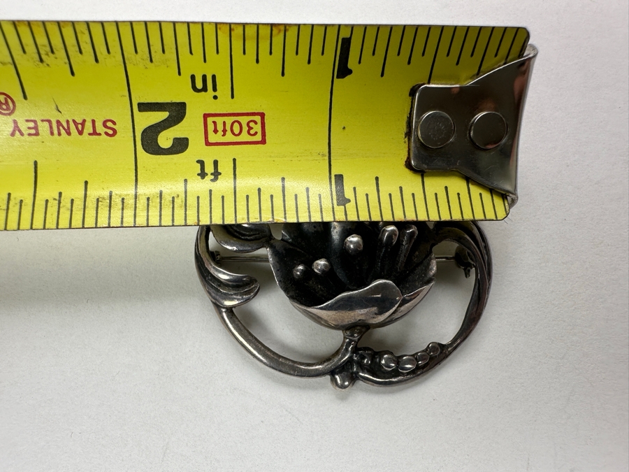 Vintage Sterling Silver Brooch Pin 1.75W 14.1g [Photo 5]