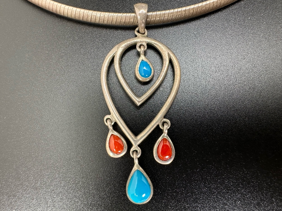 Vintage Sterling Silver Pendant With 17'L Sterling Silver Necklace 22.8g [Photo 2]