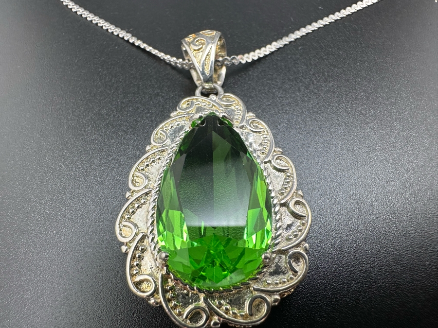 Sterling Silver Pendant With 17' Sterling Silver Necklace 13.8g [Photo 2]