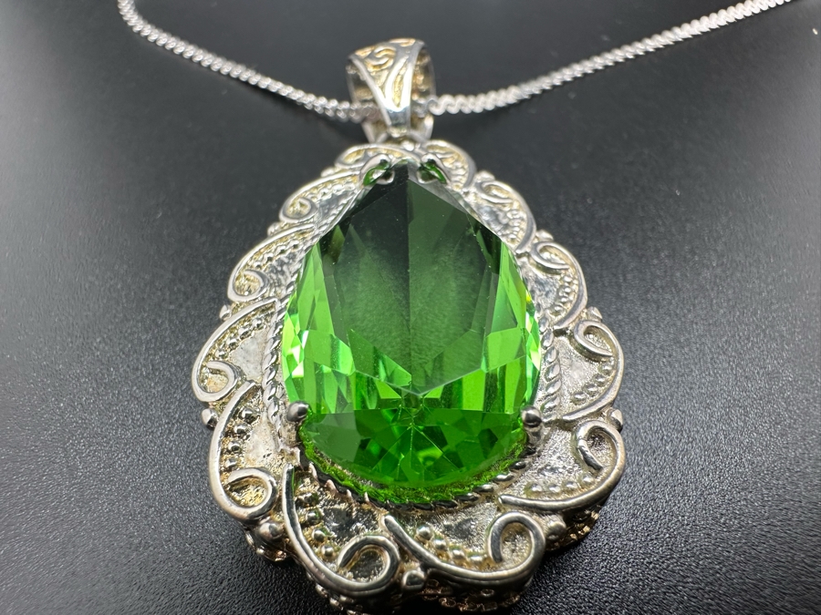 Sterling Silver Pendant With 17' Sterling Silver Necklace 13.8g [Photo 3]