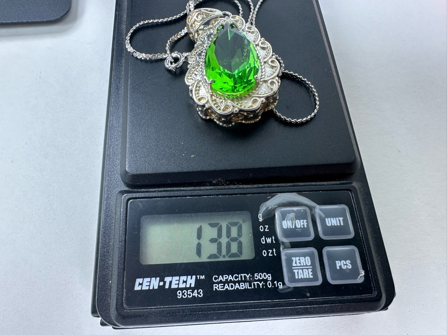 Sterling Silver Pendant With 17' Sterling Silver Necklace 13.8g [Photo 11]