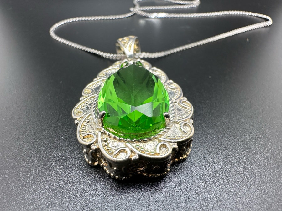 Sterling Silver Pendant With 17' Sterling Silver Necklace 13.8g [Photo 4]