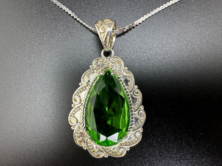Sterling Silver Pendant With 17' Sterling Silver Necklace 13.8g [Photo 6]