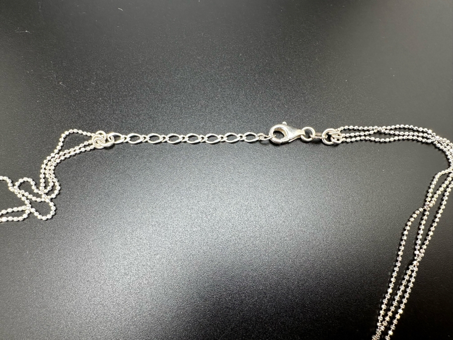 Sterling Silver Modernist Pendant With 17' Triple-Strand Sterling Silver Necklace 10.6g [Photo 3]