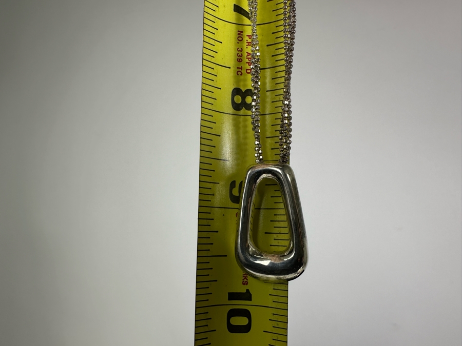 Sterling Silver Modernist Pendant With 17' Triple-Strand Sterling Silver Necklace 10.6g [Photo 4]