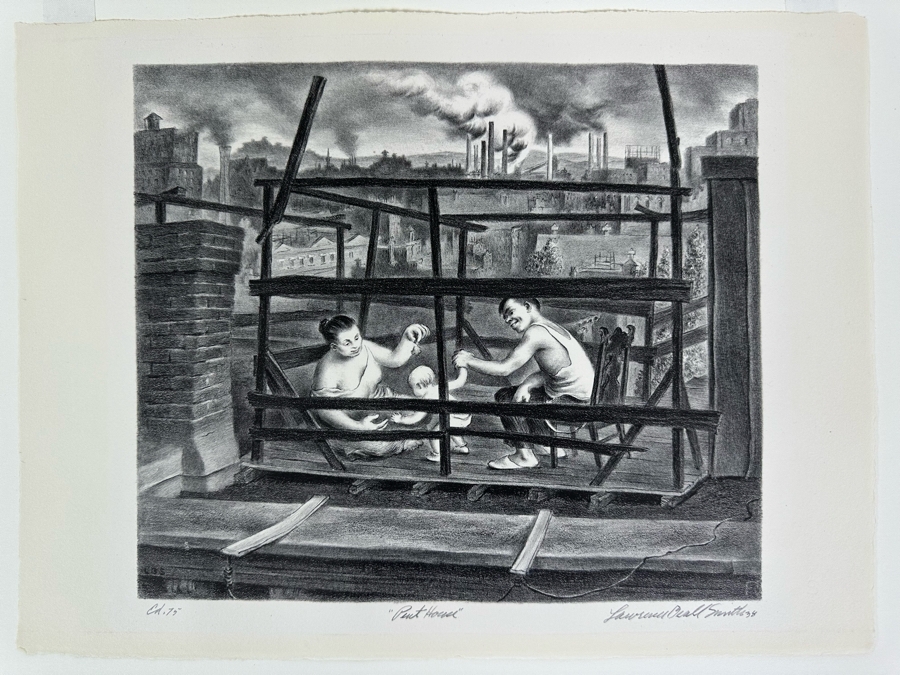 Lawrence Beall Smith (1909-1995, American) Hand Signed Limited Edition 1938 Lithograph Titled 'Pent House' Edition Of 75 11.5 X 10 [Photo 3]