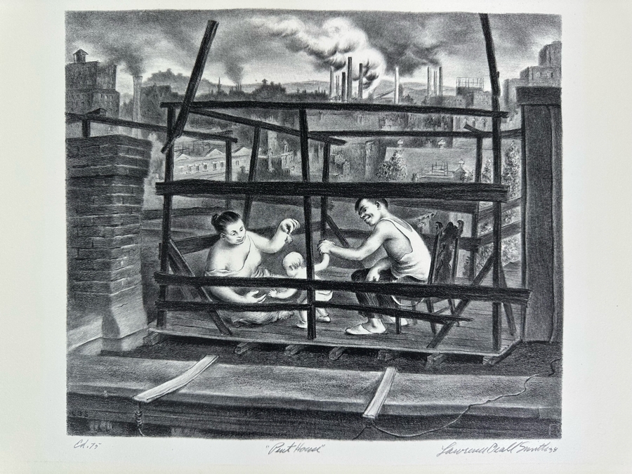 Lawrence Beall Smith (1909-1995, American) Hand Signed Limited Edition 1938 Lithograph Titled 'Pent House' Edition Of 75 11.5 X 10 [Photo 4]
