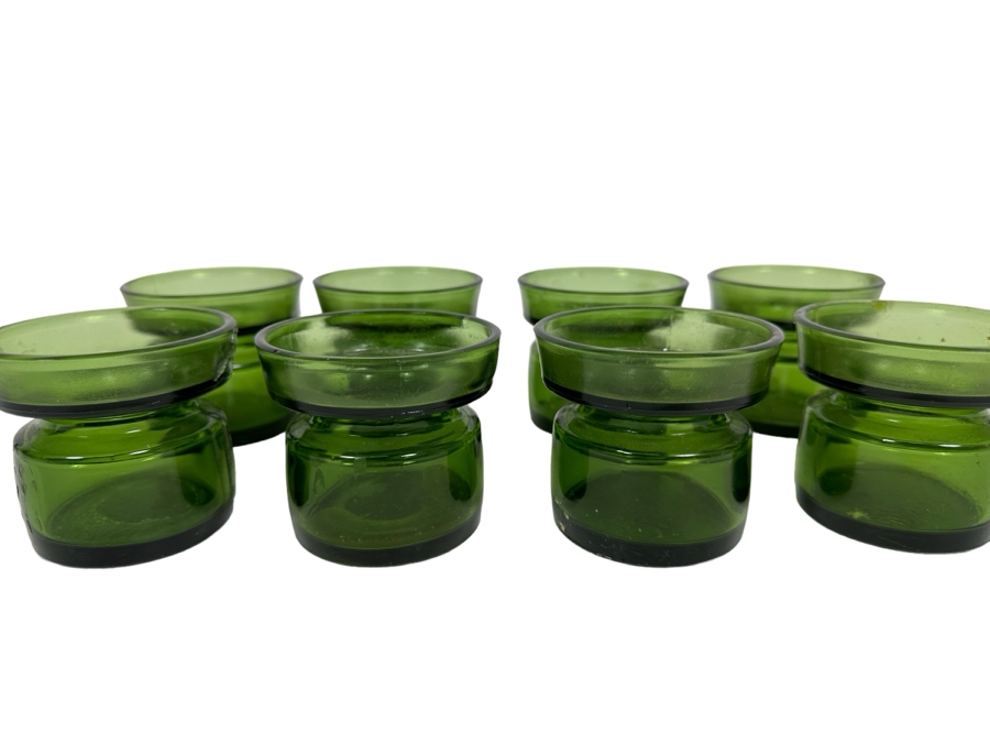 Vintage Dansk International Finland Green Glass Candleholders By Jens Harald Quistgaard 2.75W X 2.5H [Photo 1]