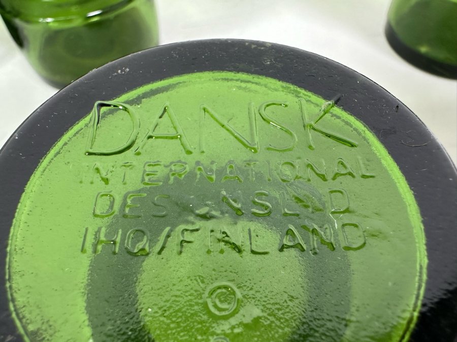 Vintage Dansk International Finland Green Glass Candleholders By Jens Harald Quistgaard 2.75W X 2.5H [Photo 4]