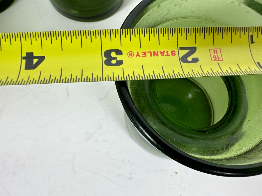 Vintage Dansk International Finland Green Glass Candleholders By Jens Harald Quistgaard 2.75W X 2.5H [Photo 6]