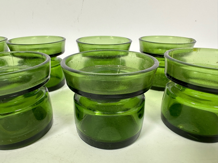 Vintage Dansk International Finland Green Glass Candleholders By Jens Harald Quistgaard 2.75W X 2.5H [Photo 3]