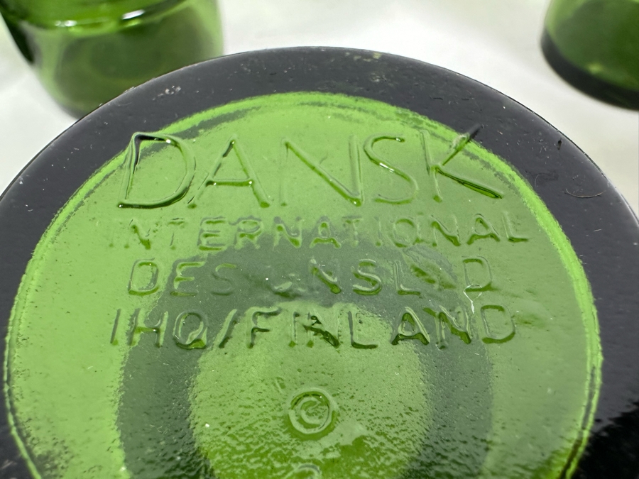 Vintage Dansk International Finland Green Glass Candleholders By Jens Harald Quistgaard 2.75W X 2.5H [Photo 5]