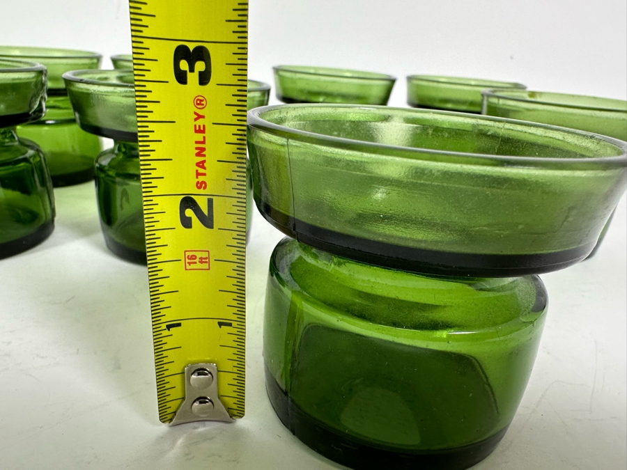 Vintage Dansk International Finland Green Glass Candleholders By Jens Harald Quistgaard 2.75W X 2.5H [Photo 7]