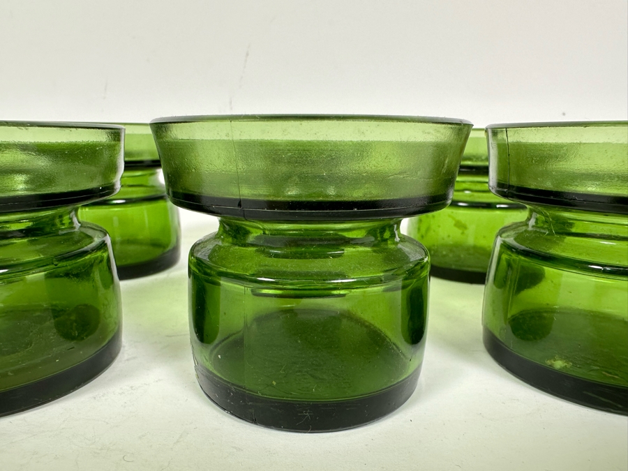 Vintage Dansk International Finland Green Glass Candleholders By Jens Harald Quistgaard 2.75W X 2.5H [Photo 2]