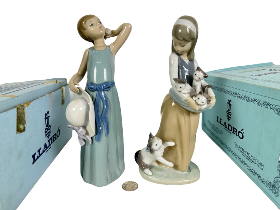 Pair Of Lladro Figurines With Boxes 10H
