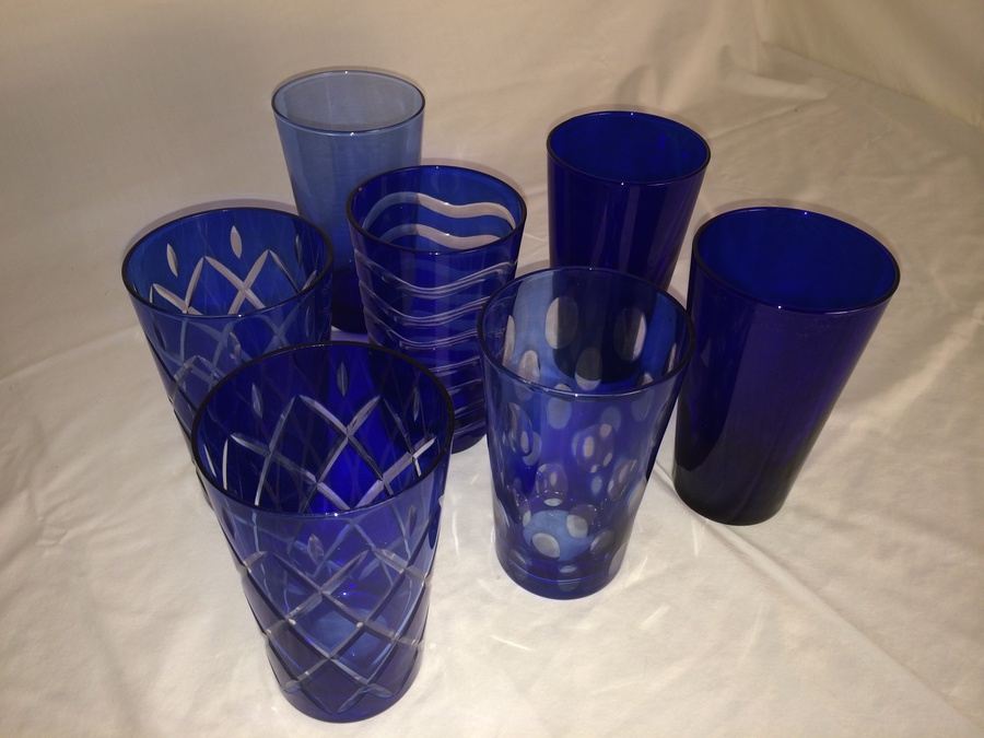 (7) Blue Glass Lot [Photo 1]