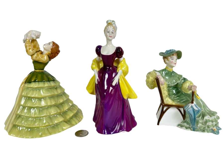 Three Royal Doulton Figurines: Ascot HN2356, Loretta HN2337 & Pretty Ladies Emily HN4841