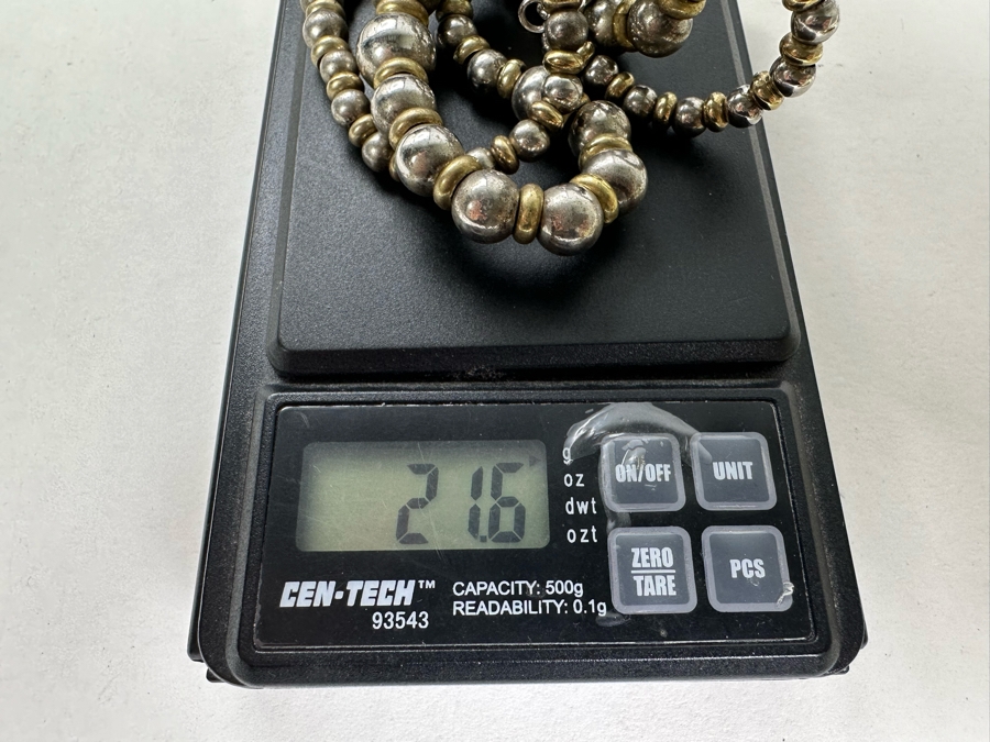 Sterling Silver Beaded 18' Necklace 21.6g [Photo 6]