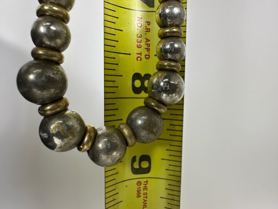 Sterling Silver Beaded 18' Necklace 21.6g [Photo 5]